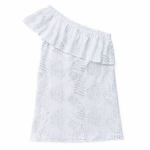 Milly Cabana Eyelet One-Shoulder Swim Cover-Up Dress White Size Small Petite